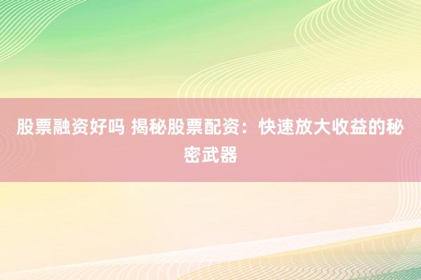 股票融资好吗 揭秘股票配资：快速放大收益的秘密武器
