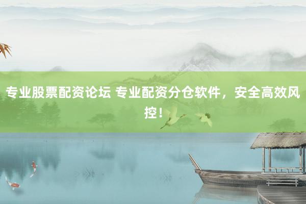 专业股票配资论坛 专业配资分仓软件，安全高效风控！