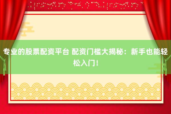 专业的股票配资平台 配资门槛大揭秘：新手也能轻松入门！