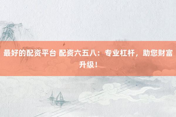 最好的配资平台 配资六五八：专业杠杆，助您财富升级！
