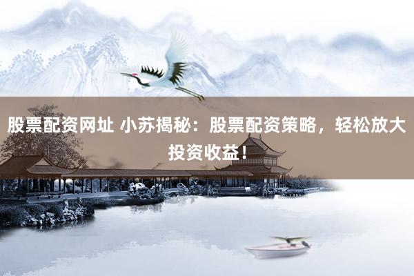 股票配资网址 小苏揭秘：股票配资策略，轻松放大投资收益！