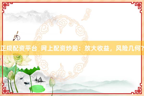 正规配资平台  网上配资炒股：放大收益，风险几何？