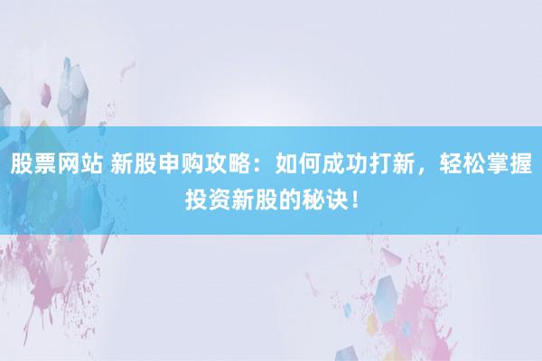 股票网站 新股申购攻略：如何成功打新，轻松掌握投资新股的秘诀！