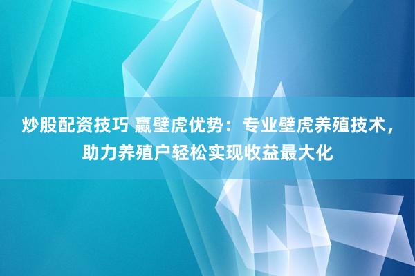 炒股配资技巧 赢壁虎优势：专业壁虎养殖技术，助力养殖户轻松实现收益最大化