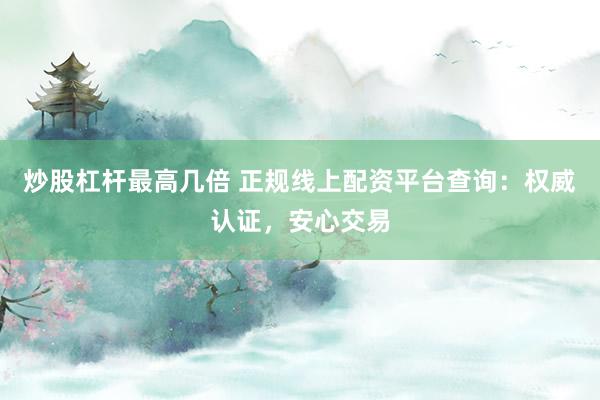炒股杠杆最高几倍 正规线上配资平台查询：权威认证，安心交易