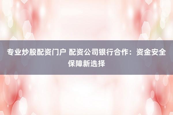 专业炒股配资门户 配资公司银行合作:资金安全保障新选择