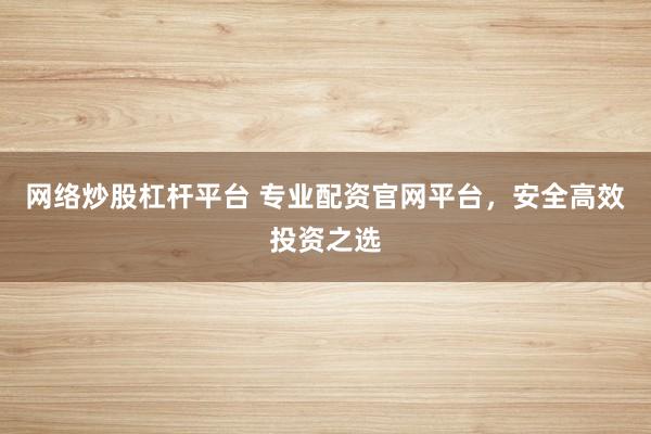 网络炒股杠杆平台 专业配资官网平台，安全高效投资之选