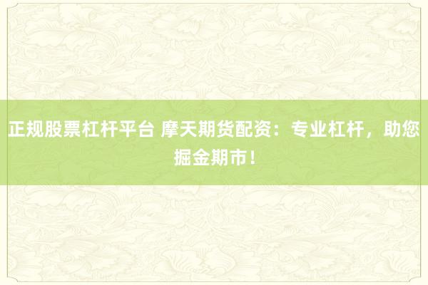 正规股票杠杆平台 摩天期货配资：专业杠杆，助您掘金期市！
