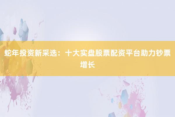 蛇年投资新采选：十大实盘股票配资平台助力钞票增长