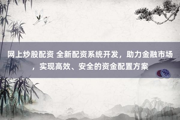 网上炒股配资 全新配资系统开发，助力金融市场，实现高效、安全的资金配置方案