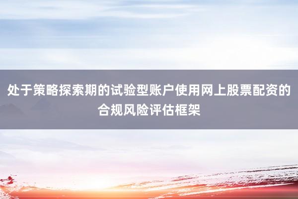 处于策略探索期的试验型账户使用网上股票配资的合规风险评估框架