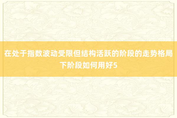 在处于指数波动受限但结构活跃的阶段的走势格局下阶段如何用好5