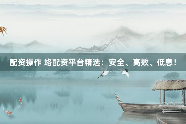 配资操作 络配资平台精选:安全、高效、低息!