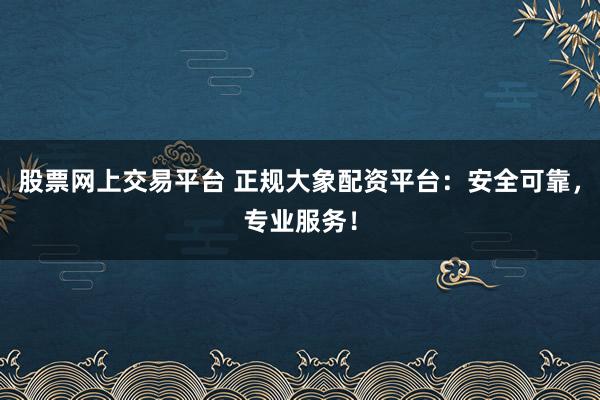 股票网上交易平台 正规大象配资平台:安全可靠,专业服务!