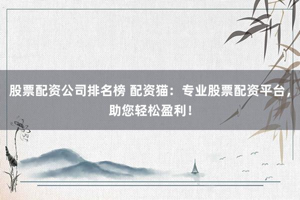 股票配资公司排名榜 配资猫：专业股票配资平台，助您轻松盈利！