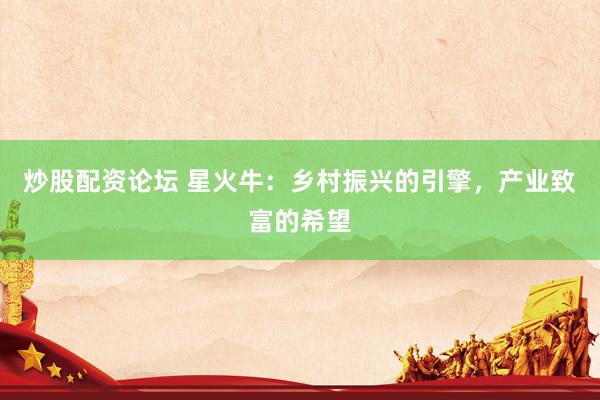 炒股配资论坛 星火牛：乡村振兴的引擎，产业致富的希望