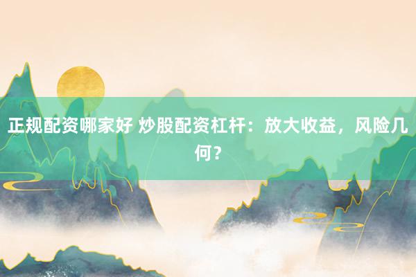 正规配资哪家好 炒股配资杠杆：放大收益，风险几何？