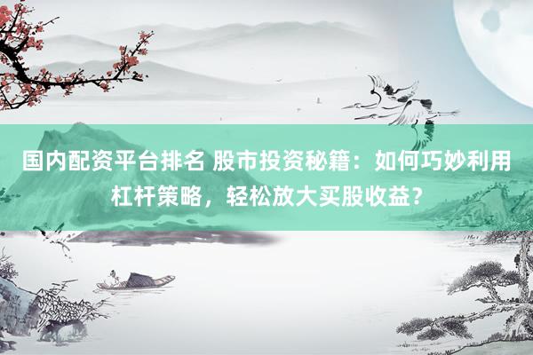 国内配资平台排名 股市投资秘籍：如何巧妙利用杠杆策略，轻松放大买股收益？